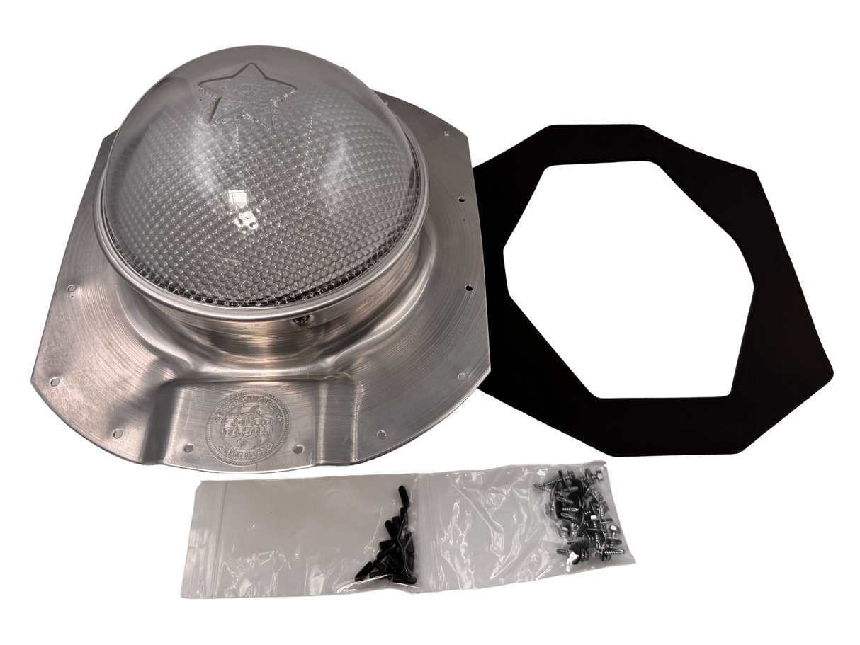 Tubular skylight, Solar LightBlaster for conex containers with 3.5 inch roof ribs, galvanized finish, (no background) | Solar Blaster brand