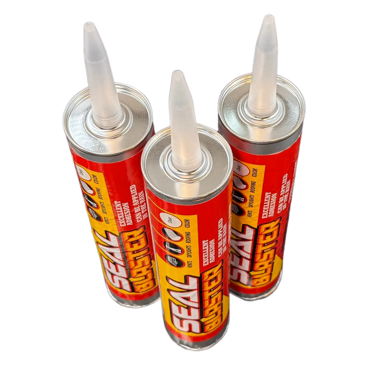 SealBlaster professional roofing sealant for all weather installation 3-pack (no background) | Solar Blaster brand