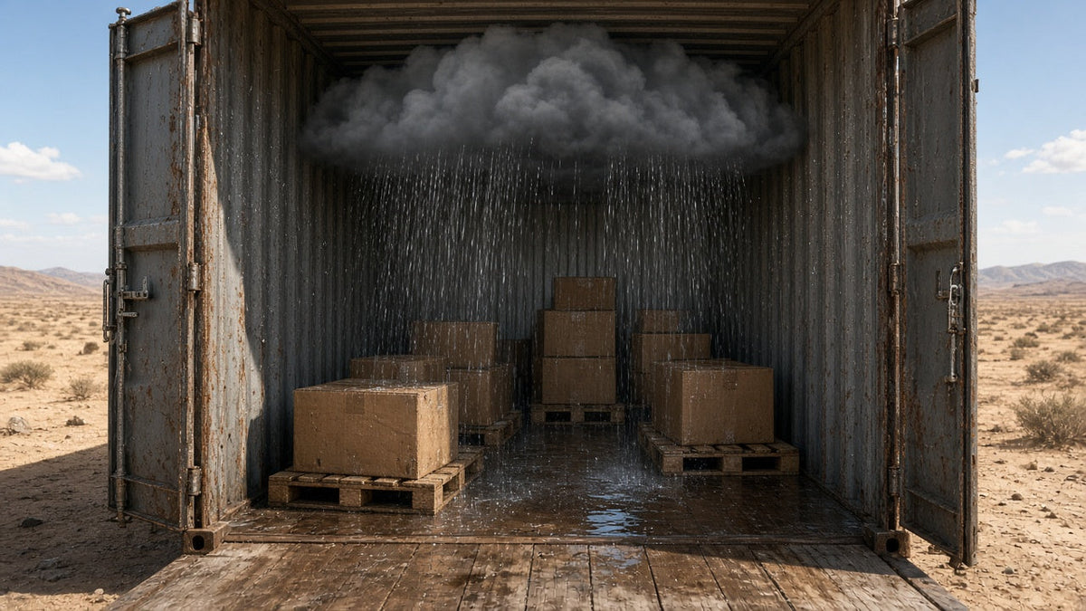 Rain storm inside a shipping container