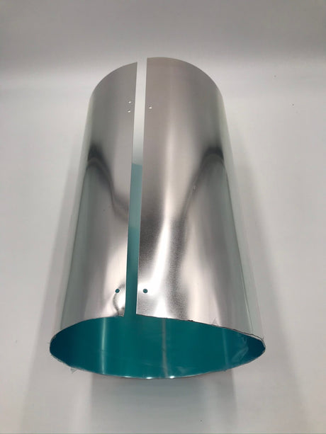 12 inch extension tube laying on its side. This tube is 8 inches in diameter and can be used in the case of false ceilings.