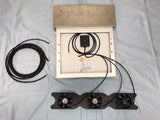 A 16' foot extension cable to switch is shown next to a previous version of the Solar RidgeBlaster (plastic fan mount) with its cables disconnected so you can add the extension cable into it.