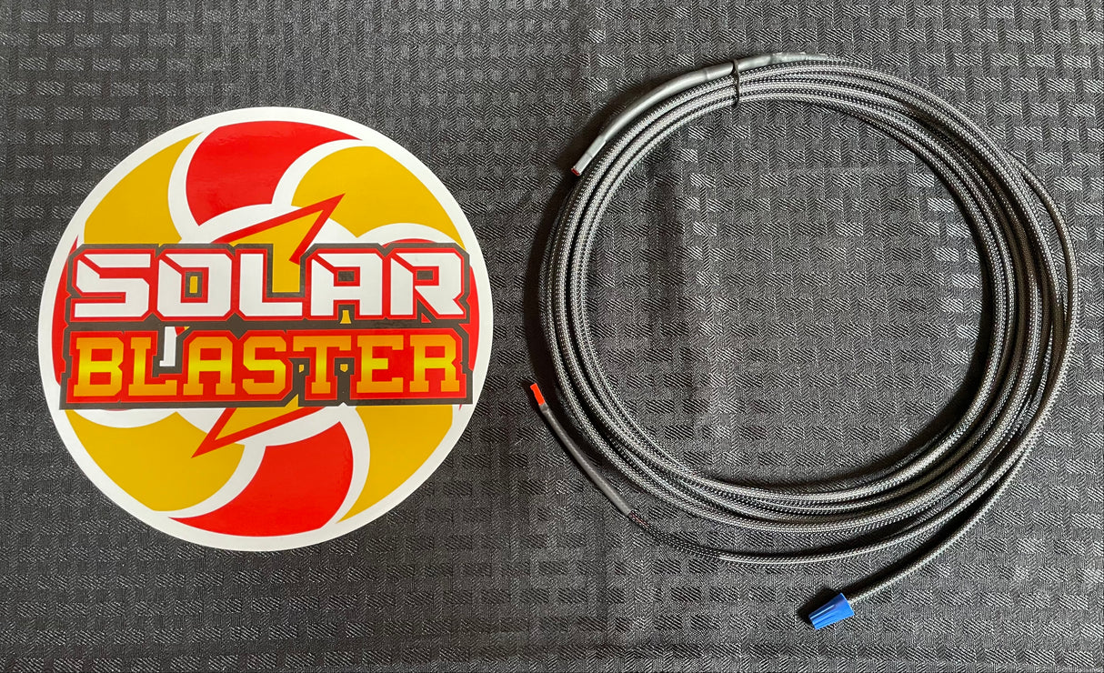 A 16' foot extension cable to switch is shown next to the Solar Blaster logo.
