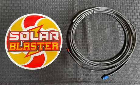 A 16' foot extension cable to switch is shown next to the Solar Blaster logo.