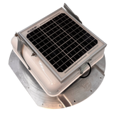 Solar ventilation fan, Solar Mega RoofBlaster for conex containers with 6.5" ribs, right side view, powder-coated white, 5W solar panel (no background) | Solar Blaster brand