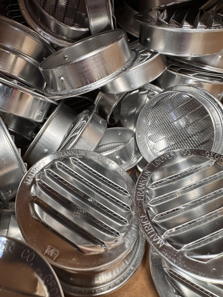 Numerous Intake vents (2.5") circular vents for conex containers to be installeed on shady side of container about 10 inches above the bottom