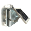 Solar ventilation fan, Solar Sideblaster for shipping container side-wall installation, front view, galvanized finish, 5W solar panel (no background) | Solar Blaster brand