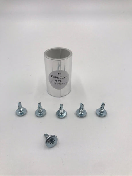 Each extension tube accessory for the Solar LightBlaster products comes with a 4' roll of 7" tube tape and 6 self-taping screws.