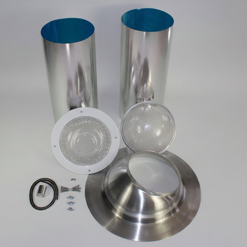 All of the components included with a Solar Lightblaster Tubular Skylight for Homes.