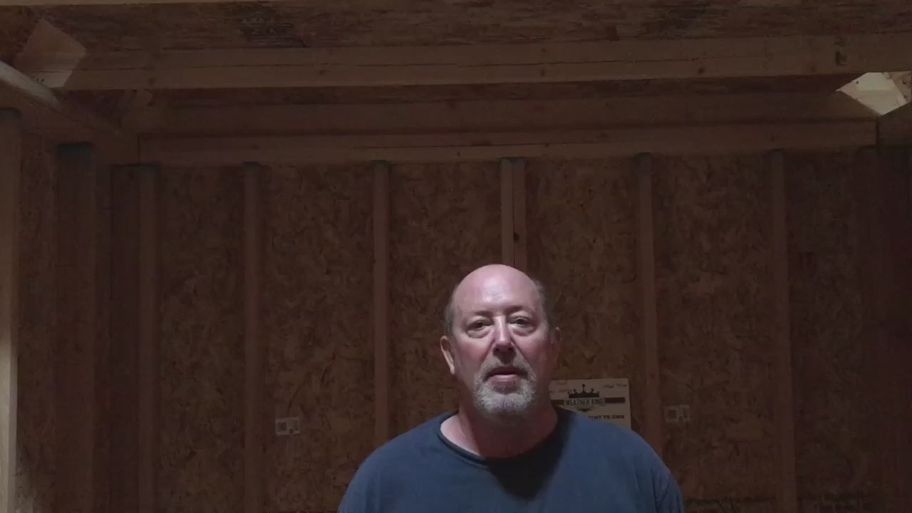 Video showing the inside of a shed that has recently installed a Solar LightBlaster tubular skylight to allow natural light to pour into the shed.