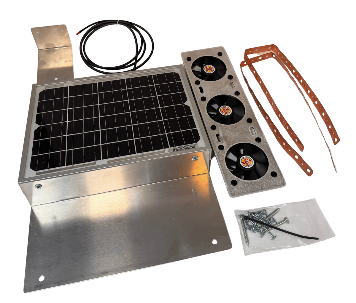 Solar ventilation fan, Solar RidgeBlaster for homes and sheds with ridge vents (no background) | Solar Blaster brand