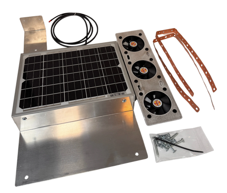 Solar ventilation fan, Solar RidgeBlaster for homes and sheds with ridge vents (no background) | Solar Blaster brand