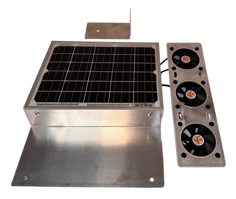Solar ventilation fan, Solar RidgeBlaster for homes and sheds with ridge vents (no background) | Solar Blaster brand