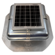 Solar ventilation fan, Solar RoofBlaster for sheds and homes, front view, galvanized finish (no background) | Solar Blaster brand
