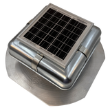 Solar ventilation fan, Solar RoofBlaster for sheds and homes, left side view, galvanized finish (no background) | Solar Blaster brand
