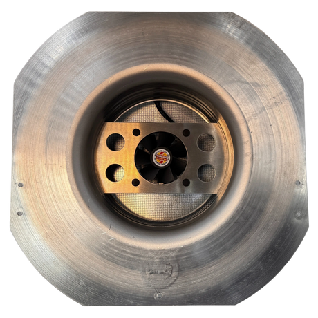 Solar ventilation fan, Solar RoofBlaster for sheds and homes, bottom view, galvanized finish (no background) | Solar Blaster brand