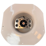 Solar ventilation fan, Solar RoofBlaster for sheds and homes, bottom view, powder-coated white (no background) | Solar Blaster brand