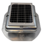 Solar ventilation fan, Solar Mega RoofBlaster for sheds and homes, front view, galvanized finish, 5W solar panel (no background) | Solar Blaster brand