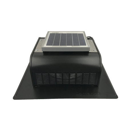 A black Solar SlantBlaster vent shown at an angle to see the bottom side of the vent.