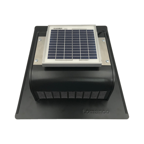 A black Solar SlantBlaster vent shown at an angle to see the bottom side of the vent.