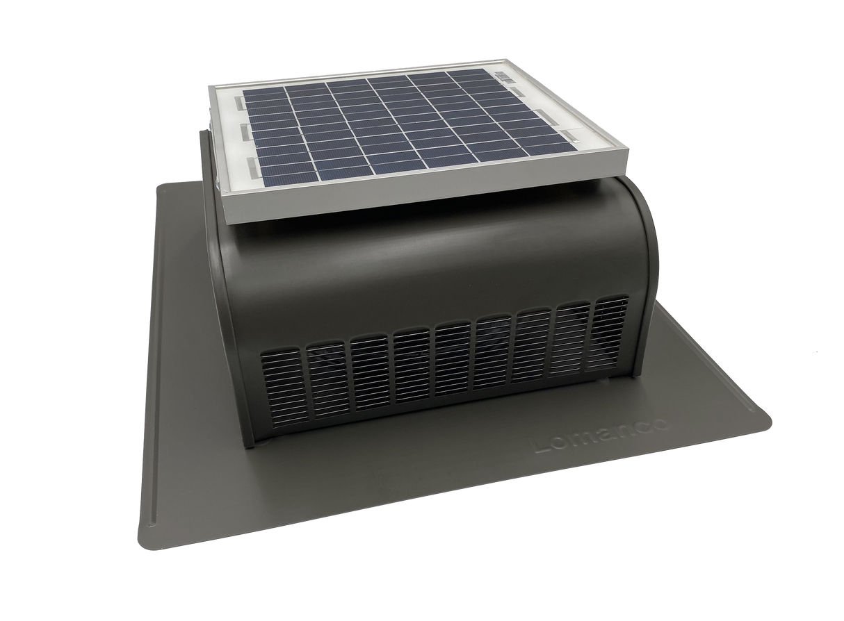 A weathered bronze Solar Mega SlantBlaster vent showing the bottom side of the vent.