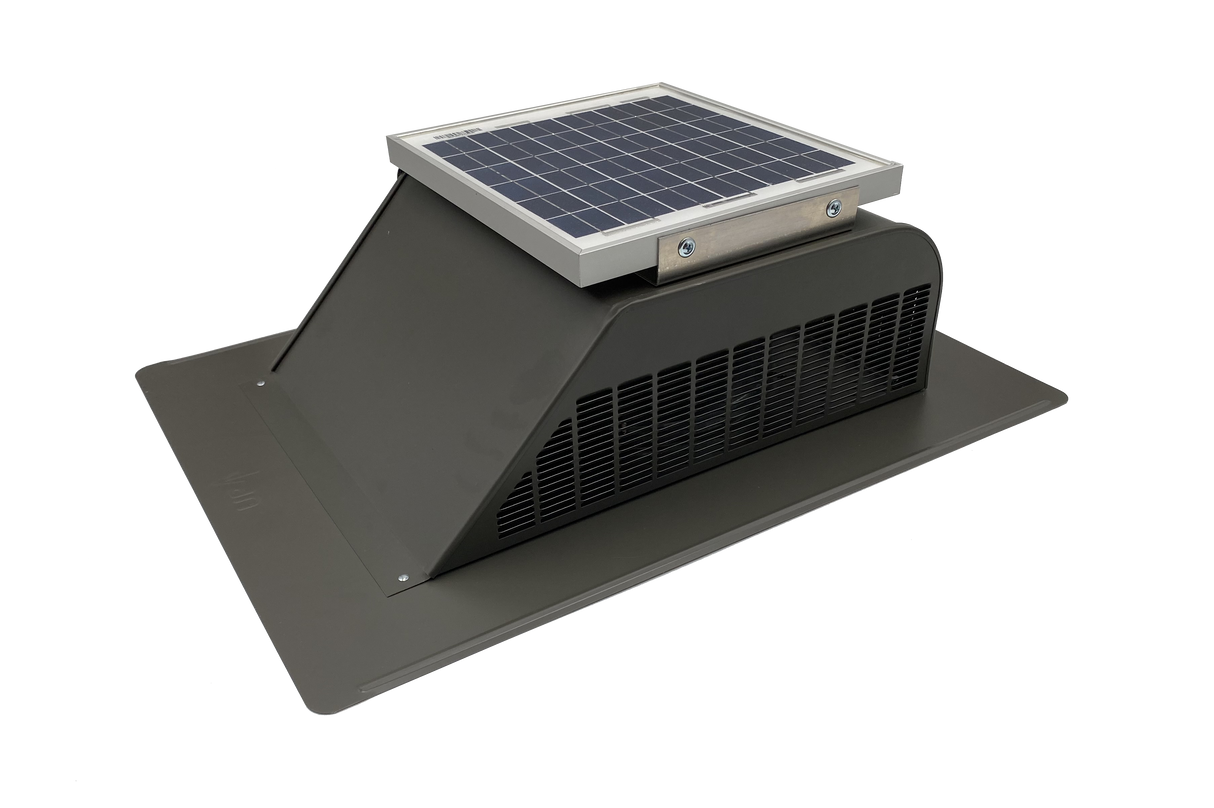 A weathered bronze Solar Mega SlantBlaster vent showing the top-left side of the vent.