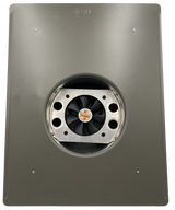 A weathered bronze Solar Mega SlantBlaster vent showing the underside's fan unit.