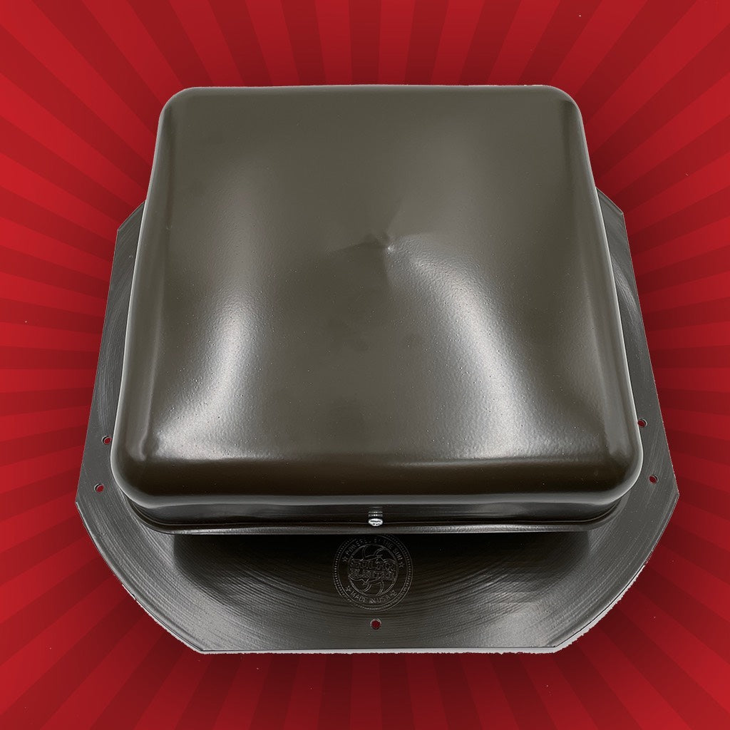 Solar Blaster's brown VentBlaster -- a passive vent that matches our RoofBlaster line of products.