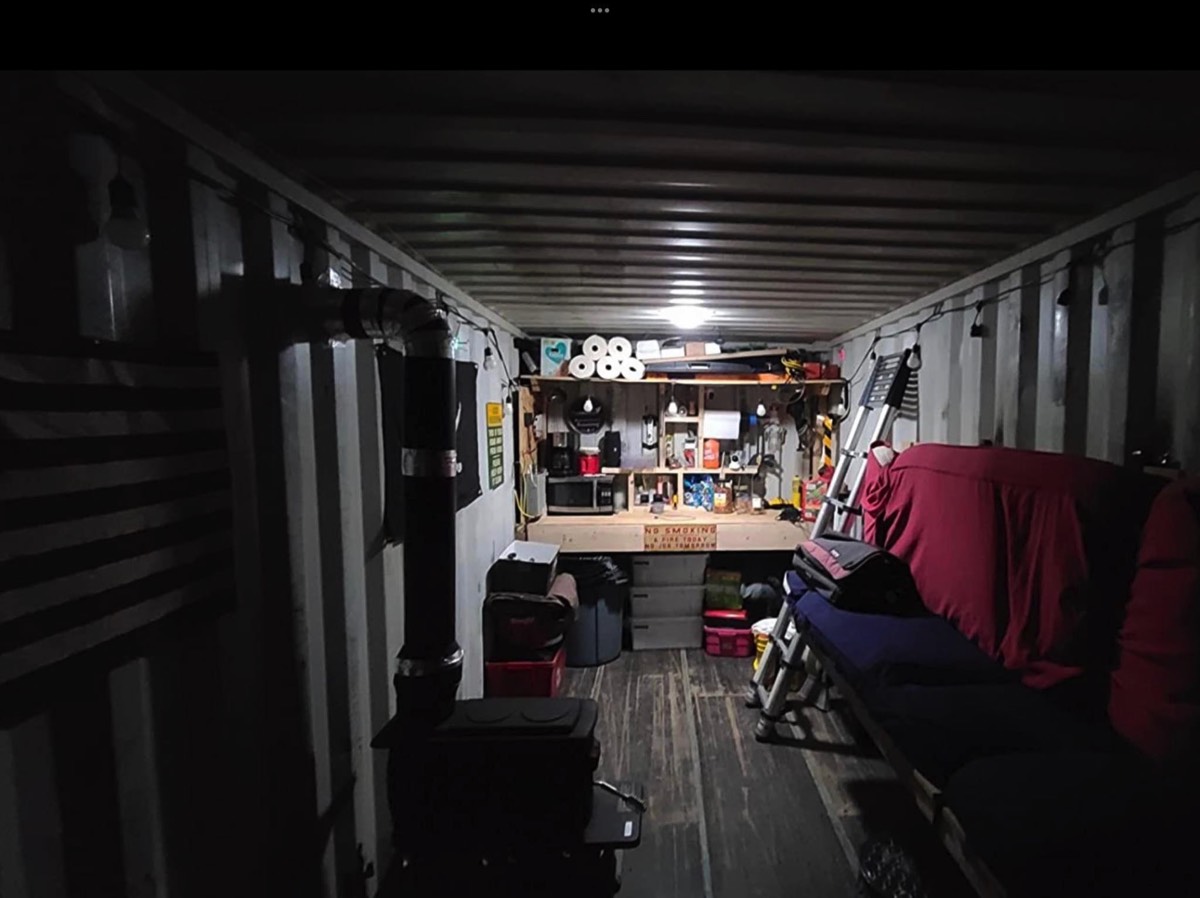 The inside of a shipping container can be lit up by installing a Solar Blaster LightBlaster skylight