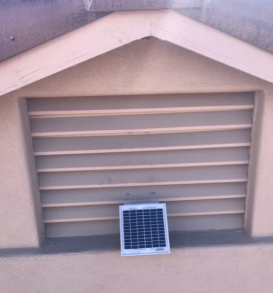 Solar-Powered Ridge Ventilation Fan for Metal Roofs Solar Blaster