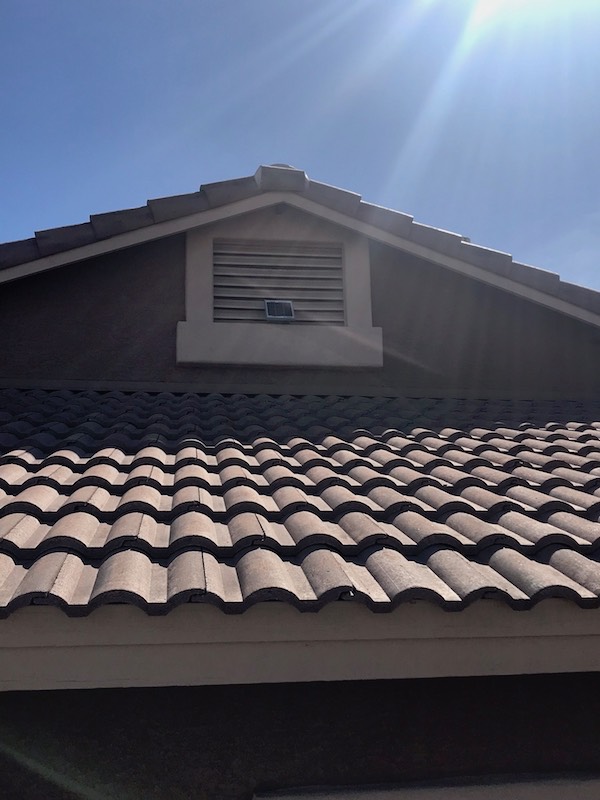 view of the Metal RidgeBlaster when used as a gable vent fan