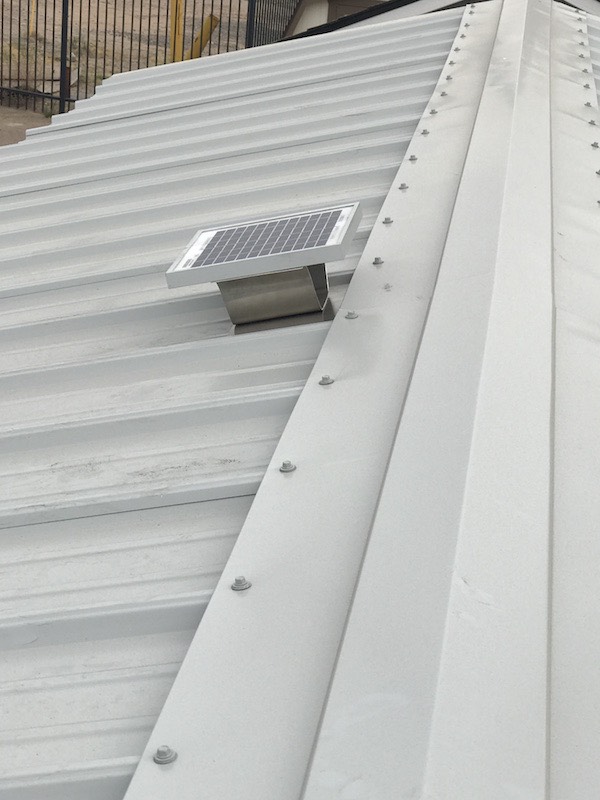 Solar-Powered Ridge Ventilation Fan for Metal Roofs Solar Blaster