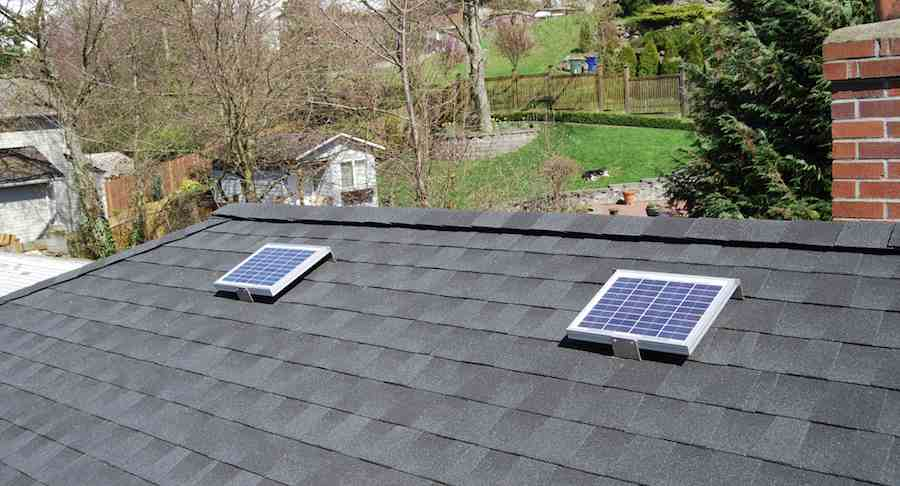 RIDGEblaster installed solar panels boosting ridge vent