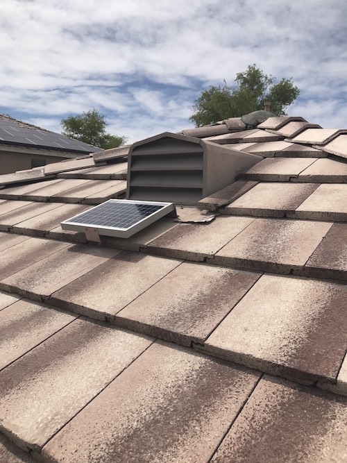Solar-Powered Tile Roof Ventilation Fan for dormer (