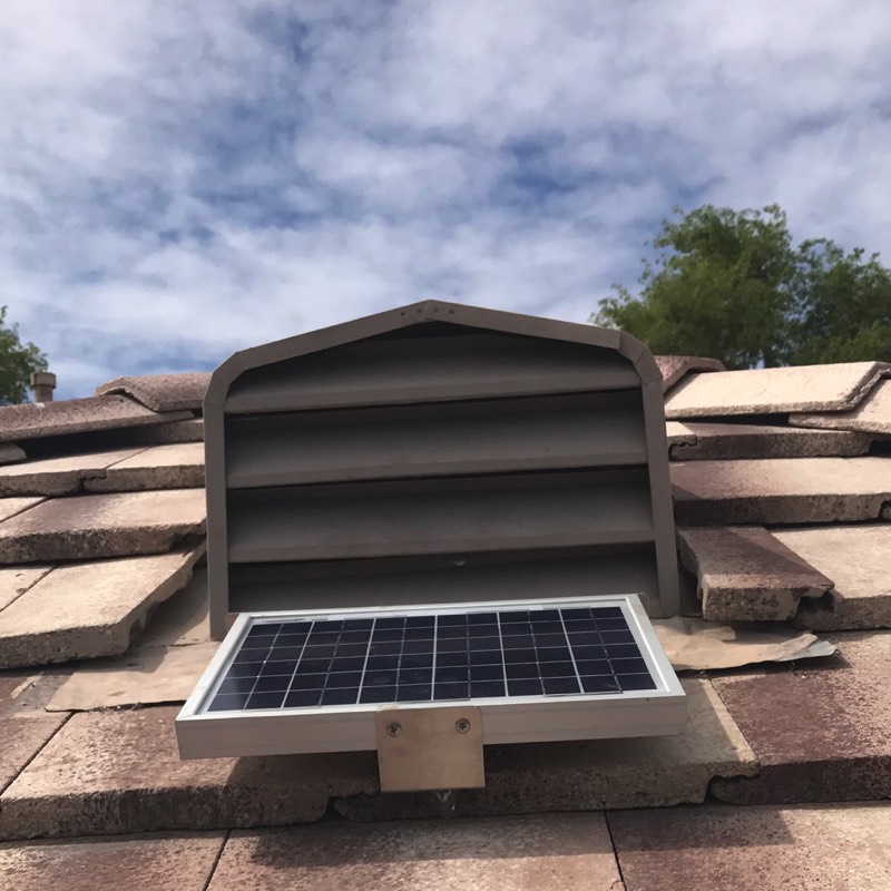 Solar-Powered Tile Roof Ventilation Fan for dormer (eyebrow) vents